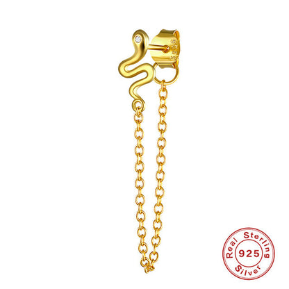 Anyco Earrings Gold Plated Geometric Cute Icons Tassel Ear Line Stud For Women Teen Fashion Stylish Accessories Jewelry Gifts Snake-Earrings-PEROZ Accessories