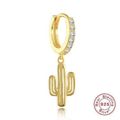 Anyco Earrings Sterling Silver New Cute Charming Color Zircon Icons Cactus Stud For Women Girl Teen Fashion Stylish Accessories Jewelry Gifts-Earrings-PEROZ Accessories