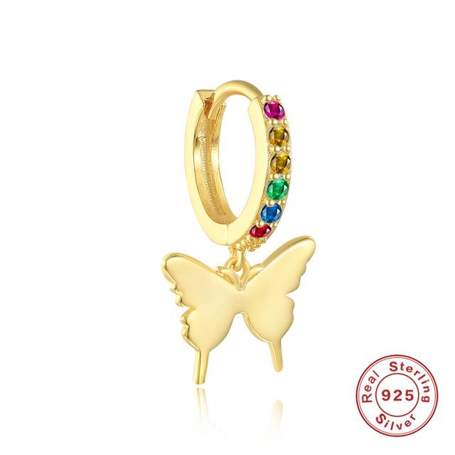 Anyco Earrings Sterling Silver New Cute Charming Color Zircon Icons butterfly Stud For Women Girl Teen Fashion Stylish Accessories Jewelry Gifts-Earrings-PEROZ Accessories