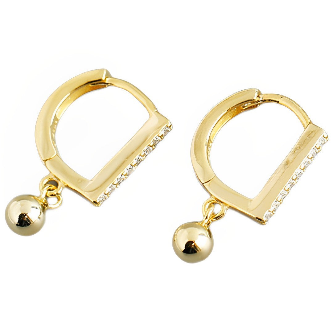Anyco Earrings Gold Plated Geometric Bohemian Zircon Pave Hanging Beads Stud For Women Teen Girl Fashion Stylish Accessories Jewelry Gifts-Earrings-PEROZ Accessories