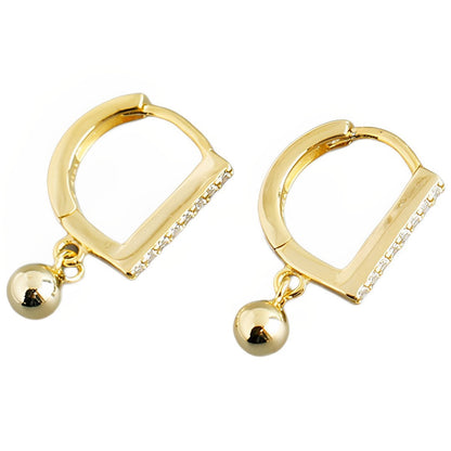 Anyco Earrings Gold Plated Geometric Bohemian Zircon Pave Hanging Beads Stud For Women Teen Girl Fashion Stylish Accessories Jewelry Gifts-Earrings-PEROZ Accessories