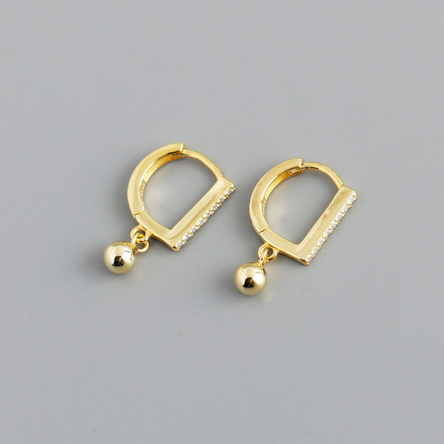 Anyco Earrings Gold Plated Geometric Bohemian Zircon Pave Hanging Beads Stud For Women Teen Girl Fashion Stylish Accessories Jewelry Gifts-Earrings-PEROZ Accessories