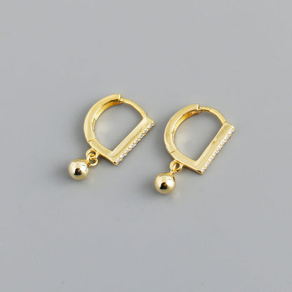 Anyco Earrings Gold Plated Geometric Bohemian Zircon Pave Hanging Beads Stud For Women Teen Girl Fashion Stylish Accessories Jewelry Gifts-Earrings-PEROZ Accessories