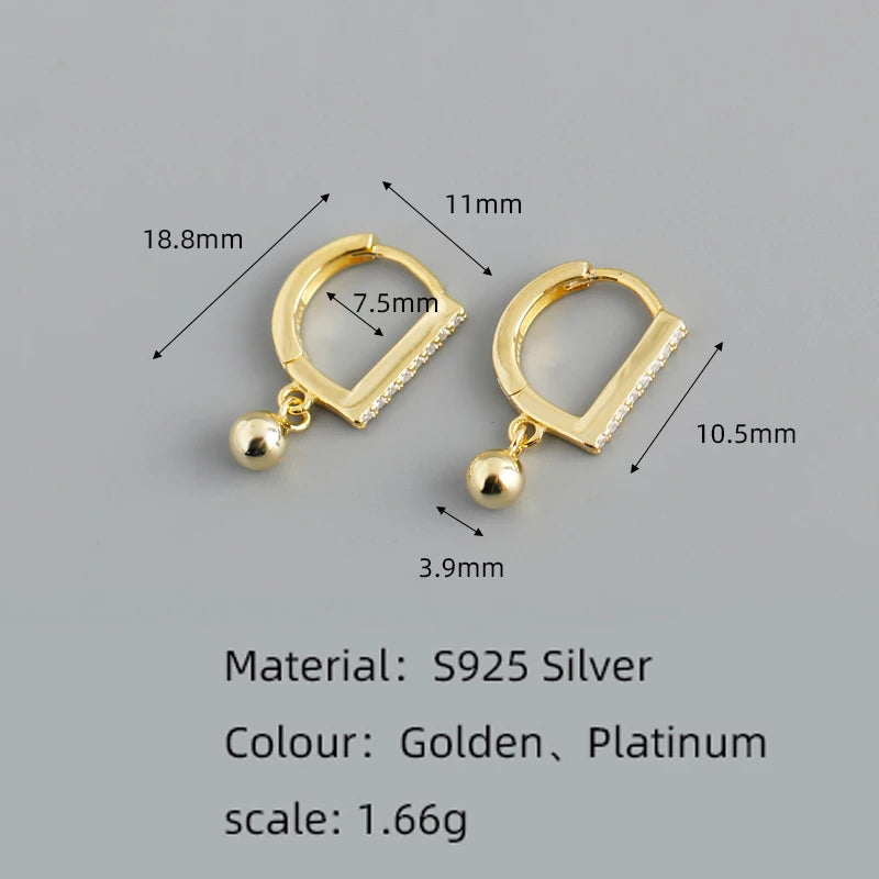 Anyco Earrings Sterling Silver Geometric Bohemian Zircon Pave Hanging Beads For Women Teen Girl Fashion Stylish Accessories Jewelry Gifts-Earrings-PEROZ Accessories
