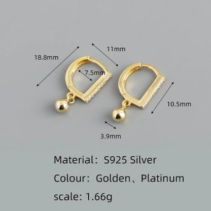 Anyco Earrings Sterling Silver Geometric Bohemian Zircon Pave Hanging Beads For Women Teen Girl Fashion Stylish Accessories Jewelry Gifts-Earrings-PEROZ Accessories