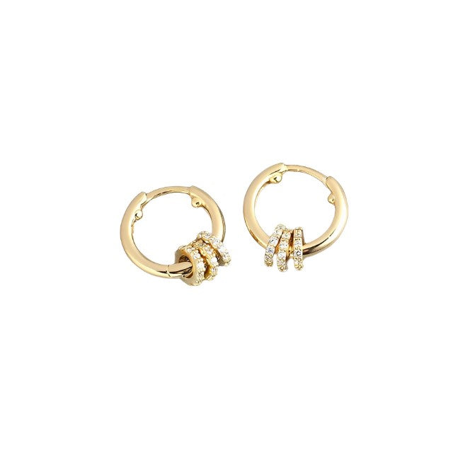 Anyco Earrings Gold Plated Luxury Small Circle Lucky Ear Buckle For Women Girl Teen Chic Perfect Fashion Stylish Accessories Jewelry Gifts-Earrings-PEROZ Accessories