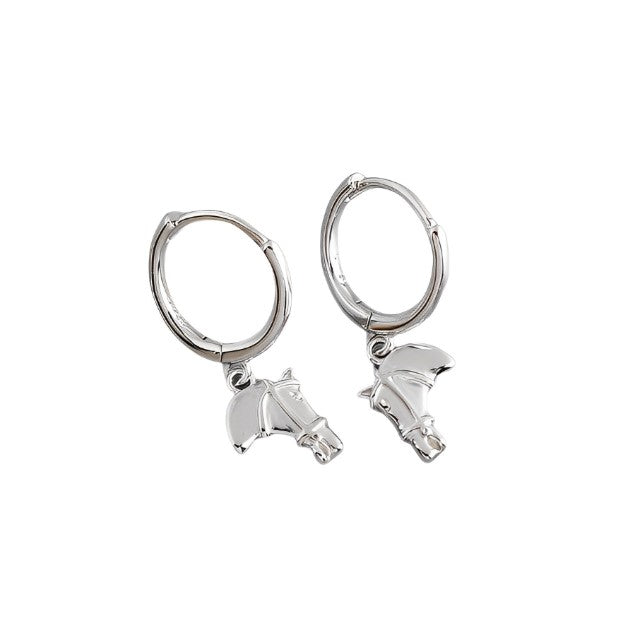 Anyco Earrings Sterling Silver Luxury Creative Horse Head Tassel Stud For Women Girl Teen Fashion Stylish Accessories Jewelry Gifts-Earrings-PEROZ Accessories