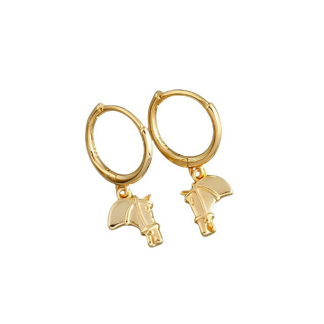 Anyco Earrings Gold Plated Luxury Creative Horse Head Tassel Stud For Women Girl Teen Elegant Perfect Fashion Stylish Accessories Jewelry Gifts-Earrings-PEROZ Accessories