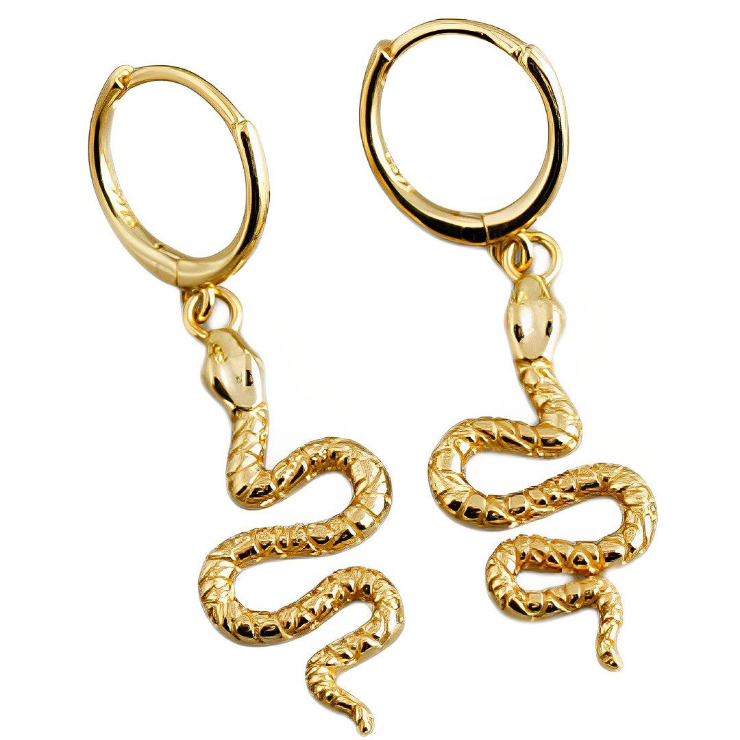 Anyco Earrings Big Gold Plated Cute Chic Punk Long Bohemian Snake Stud For Women Girl Teen Fashion Stylish Accessories Jewelry Gifts-Earrings-PEROZ Accessories