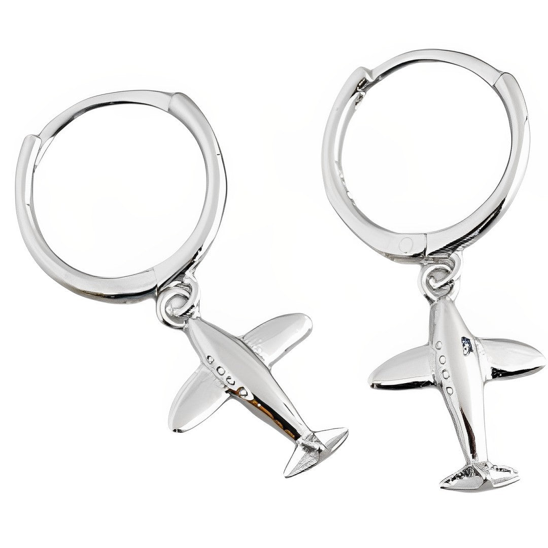 Anyco Earrings Sterling Silver Cute 3D Aircraft Airplane Hanging Stud For Women Girl Perfect Fashion Stylish Accessories Jewelry Gifts-Earrings-PEROZ Accessories