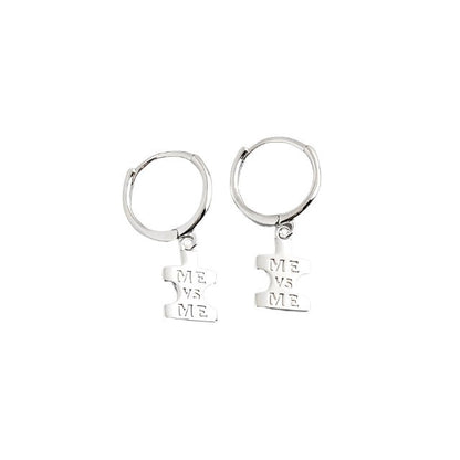 Anyco Earrings Sterling Silver Punk Geometric Initials ME Label Stud For Women Girl Fashion Stylish Rock Accessories Jewelry Gifts-Earrings-PEROZ Accessories
