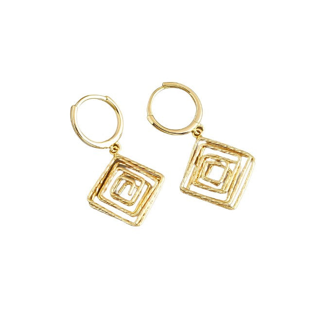 Anyco Earrings Gold Plated Bohemian Luxury Geometric Car Flower Pendant Drop For Women Girl Fashion Stylish Rock Punk Accessories Jewelry Gifts-Earrings-PEROZ Accessories