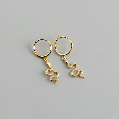 Anyco Earrings Small Gold Plated Cute Chic Punk Long Bohemian Snake Stud For Women Girl Teen Fashion Stylish Accessories Jewelry Gifts-Earrings-PEROZ Accessories