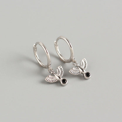 Anyco Earrings Sterling Silver New Classic Pave Black Agate Peace Dove Stud For Women Girl Teen Fashion Stylish Accessories Jewelry Gifts-Earrings-PEROZ Accessories