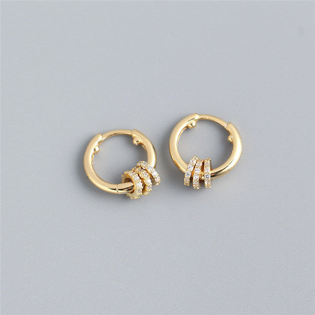 Anyco Earrings Gold Plated Luxury Small Circle Lucky Ear Buckle For Women Girl Teen Chic Perfect Fashion Stylish Accessories Jewelry Gifts-Earrings-PEROZ Accessories