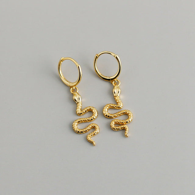 Anyco Earrings Big Gold Plated Cute Chic Punk Long Bohemian Snake Stud For Women Girl Teen Fashion Stylish Accessories Jewelry Gifts-Earrings-PEROZ Accessories