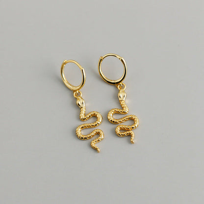 Anyco Earrings Big Gold Plated Cute Chic Punk Long Bohemian Snake Stud For Women Girl Teen Fashion Stylish Accessories Jewelry Gifts-Earrings-PEROZ Accessories