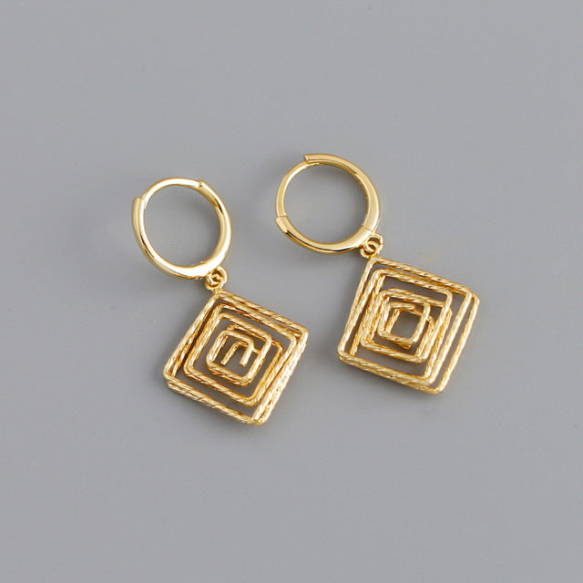 Anyco Earrings Gold Plated Bohemian Luxury Geometric Car Flower Pendant Drop For Women Girl Fashion Stylish Rock Punk Accessories Jewelry Gifts-Earrings-PEROZ Accessories