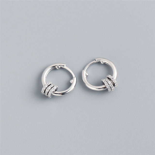 Anyco Earrings Sterling Silver Luxury Small Circle Lucky Ear Buckle For Women Girl Teen Chic Fashion Stylish Accessories Jewelry Gifts-Earrings-PEROZ Accessories