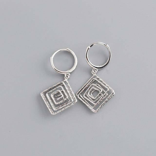 Anyco Earrings Sterling Silver Bohemian Luxury Geometric Car Flower Pendant Drop For Women Girl Fashion Stylish Rock Punk Accessories Jewelry Gifts-Earrings-PEROZ Accessories