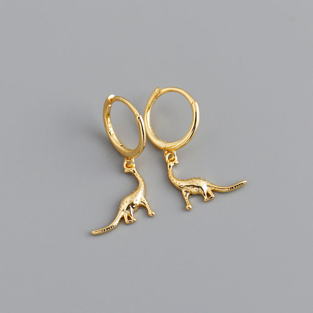 Anyco Earrings Gold Plated Simulation Bohemian Cute Pendant Dinosaur Stud For Women Girl Teen Fashion Stylish Accessories Jewelry Gifts-Earrings-PEROZ Accessories
