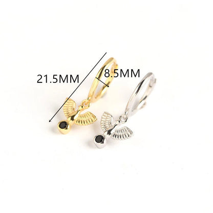 Anyco Earrings Sterling Silver New Classic Pave Black Agate Peace Dove Stud For Women Girl Teen Fashion Stylish Accessories Jewelry Gifts-Earrings-PEROZ Accessories