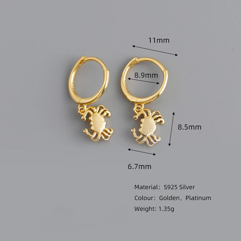 Anyco Earrings Sterling Silver Chic Creative Ocean Crab Dangle Stud For Women Girl Teen Perfect Fashion Stylish Accessories Jewelry Gifts-Earrings-PEROZ Accessories