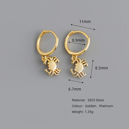 Anyco Earrings Sterling Silver Chic Creative Ocean Crab Dangle Stud For Women Girl Teen Perfect Fashion Stylish Accessories Jewelry Gifts-Earrings-PEROZ Accessories