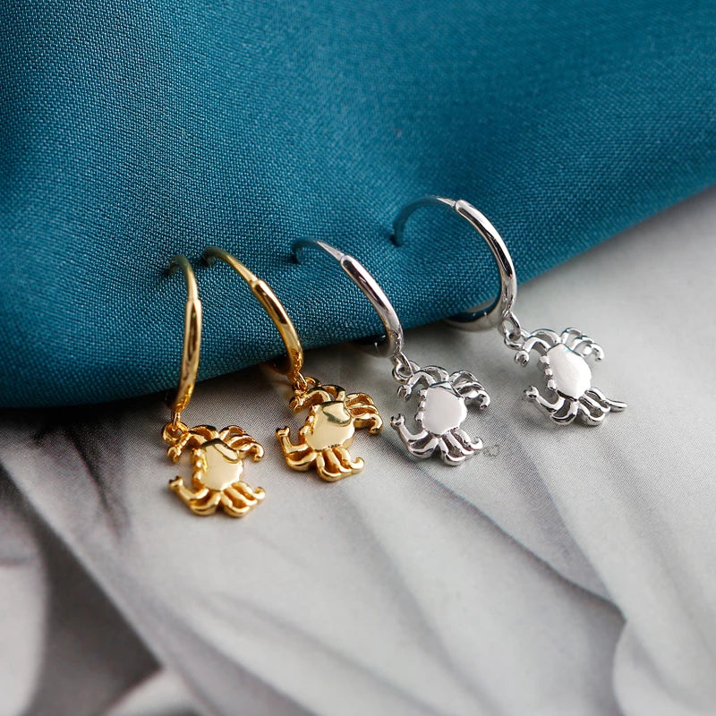 Anyco Earrings Sterling Silver Chic Creative Ocean Crab Dangle Stud For Women Girl Teen Perfect Fashion Stylish Accessories Jewelry Gifts-Earrings-PEROZ Accessories