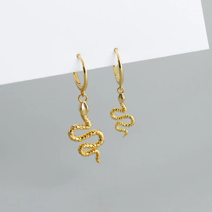 Anyco Earrings Small Gold Plated Cute Chic Punk Long Bohemian Snake Stud For Women Girl Teen Fashion Stylish Accessories Jewelry Gifts-Earrings-PEROZ Accessories