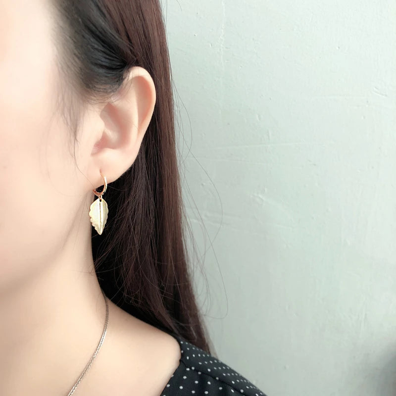Anyco Earrings Gold Plated Bohemian Chic Nature Leaf Stud For Women Girl Teen Perfect Fine Fashion Stylish Accessories Jewelry Gifts-Earrings-PEROZ Accessories