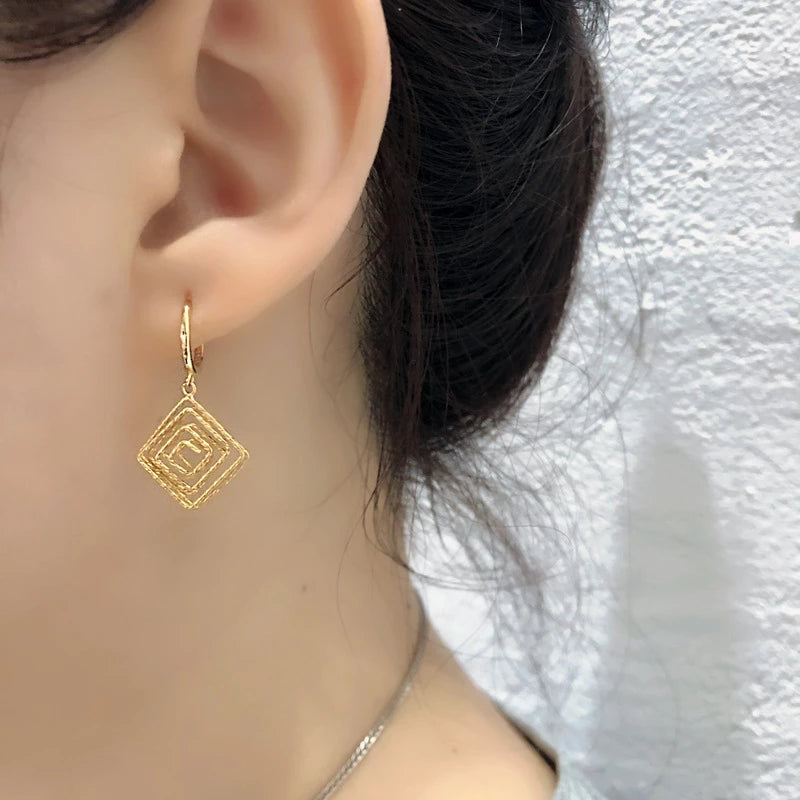 Anyco Earrings Sterling Silver Bohemian Luxury Geometric Car Flower Pendant Drop For Women Girl Fashion Stylish Rock Punk Accessories Jewelry Gifts-Earrings-PEROZ Accessories
