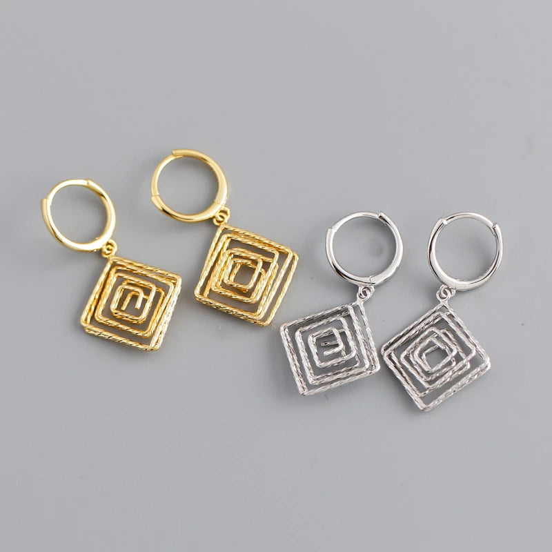Anyco Earrings Sterling Silver Bohemian Luxury Geometric Car Flower Pendant Drop For Women Girl Fashion Stylish Rock Punk Accessories Jewelry Gifts-Earrings-PEROZ Accessories