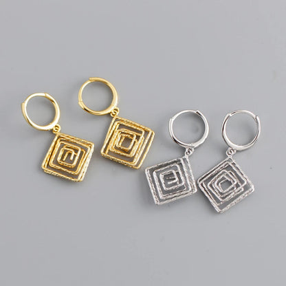 Anyco Earrings Sterling Silver Bohemian Luxury Geometric Car Flower Pendant Drop For Women Girl Fashion Stylish Rock Punk Accessories Jewelry Gifts-Earrings-PEROZ Accessories