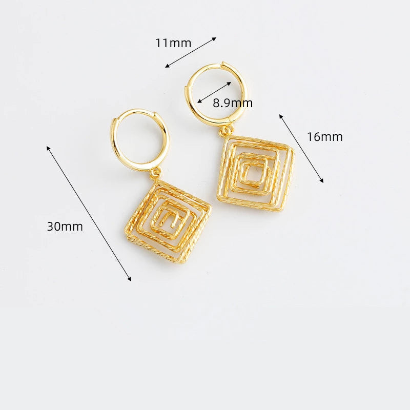 Anyco Earrings Sterling Silver Bohemian Luxury Geometric Car Flower Pendant Drop For Women Girl Fashion Stylish Rock Punk Accessories Jewelry Gifts-Earrings-PEROZ Accessories