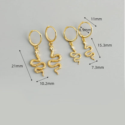 Anyco Earrings Big Gold Plated Cute Chic Punk Long Bohemian Snake Stud For Women Girl Teen Fashion Stylish Accessories Jewelry Gifts-Earrings-PEROZ Accessories