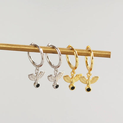 Anyco Earrings Gold Plated New Classic Pave Black Agate Peace Dove Stud For Women Girl Teen Fashion Stylish Accessories Jewelry Gifts-Earrings-PEROZ Accessories