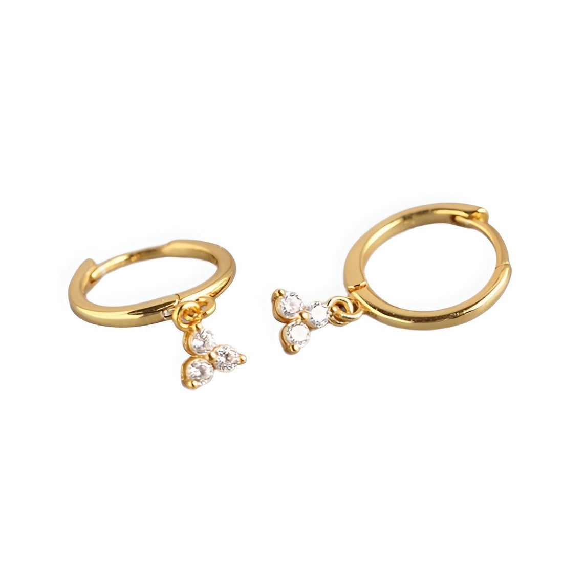 Anyco Earrings Gold Plated Minimalist White FLower Zircon Geometric Clover Stud For Women Teen Fashion Stylish Accessories Jewelry Gifts-Earrings-PEROZ Accessories