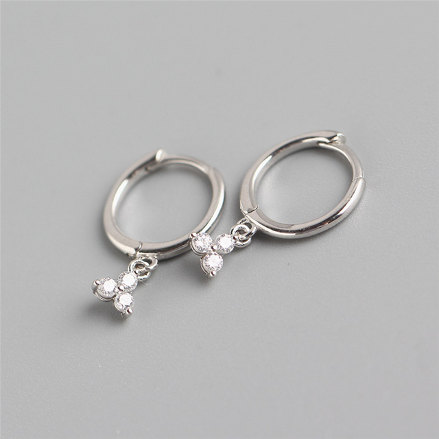 Anyco Earrings Sterling Silver Minimalist White FLower Zircon Geometric Clover Stud For Women Teen Fashion Stylish Accessories Jewelry Gifts-Earrings-PEROZ Accessories