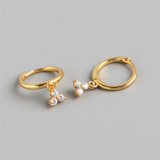 Anyco Earrings Gold Plated Minimalist White FLower Zircon Geometric Clover Stud For Women Teen Fashion Stylish Accessories Jewelry Gifts-Earrings-PEROZ Accessories