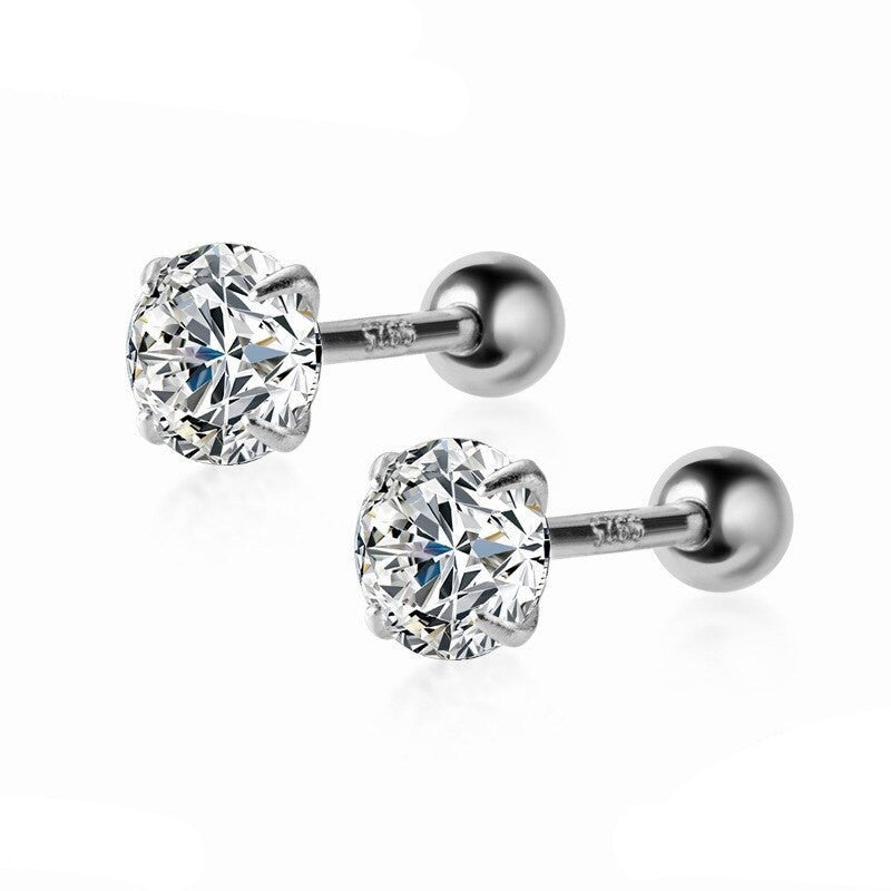 Anyco Fashion Earrings Sterling Silver Luxury Shiny White Zircon Spiral Bead Stud for Women Wedding Anniversary Jewelry Gift-Earrings-PEROZ Accessories