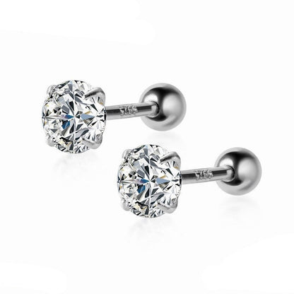 Anyco Fashion Earrings Sterling Silver Luxury Shiny White Zircon Spiral Bead Stud for Women Wedding Anniversary Jewelry Gift-Earrings-PEROZ Accessories