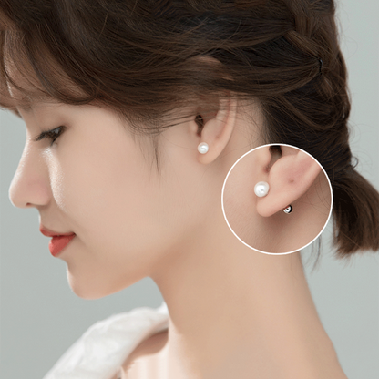 Anyco Fashion Earrings Sterling Silver Natural Pearl Spiral Bead Stud for Women Chic Birthday Jewelry Gift 7-8MM-Earrings-PEROZ Accessories