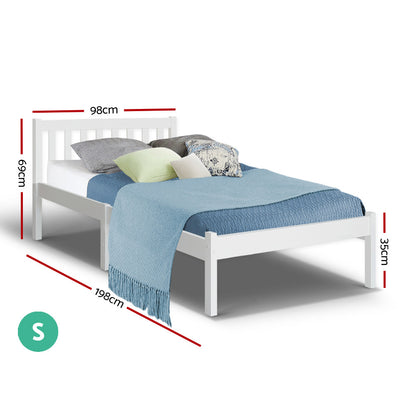 Single Size Wooden Bed Frame - White-Furniture &gt; Bedroom-PEROZ Accessories