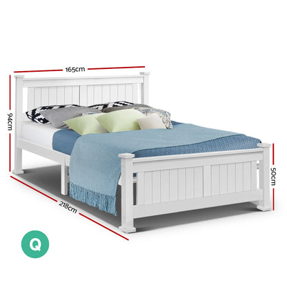 Artiss Queen Size Wooden Bed Frame Kids Adults Timber-Furniture &gt; Bedroom - Peroz Australia - Image - 3