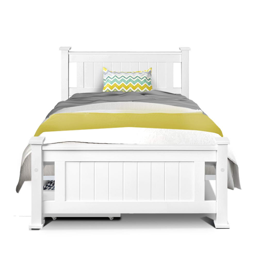 Artiss Wooden Bed Frame Timber Single Size RIO Kids Adults Storage Drawers Base-Furniture &gt; Bedroom - Peroz Australia - Image - 3