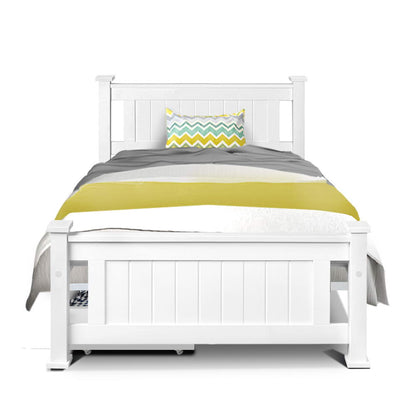 Artiss Wooden Bed Frame Timber Single Size RIO Kids Adults Storage Drawers Base-Furniture &gt; Bedroom - Peroz Australia - Image - 3