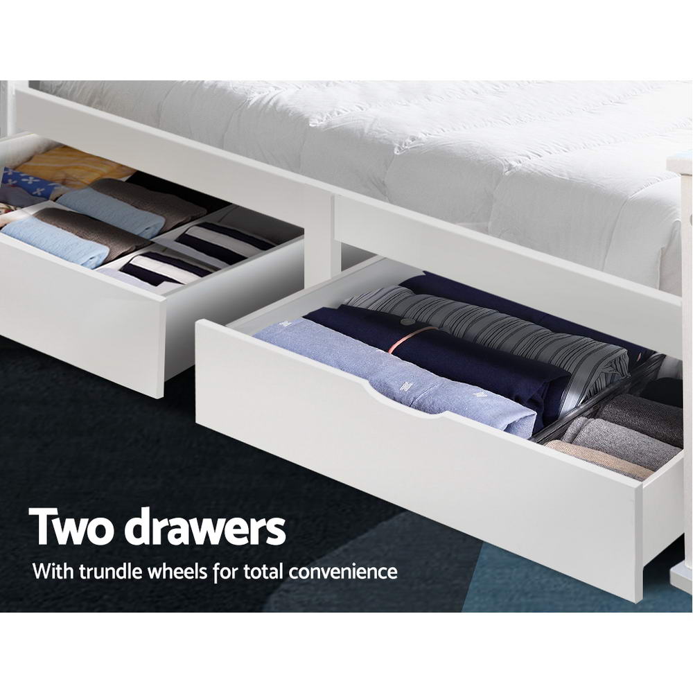 Artiss Wooden Bed Frame Timber Single Size RIO Kids Adults Storage Drawers Base-Furniture &gt; Bedroom - Peroz Australia - Image - 6