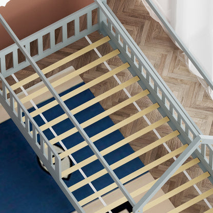 Artiss Wooden Bed Frame House Shape Pine Timber Base Single Size Platform Grey-Furniture &gt; Bedroom - Peroz Australia - Image - 5