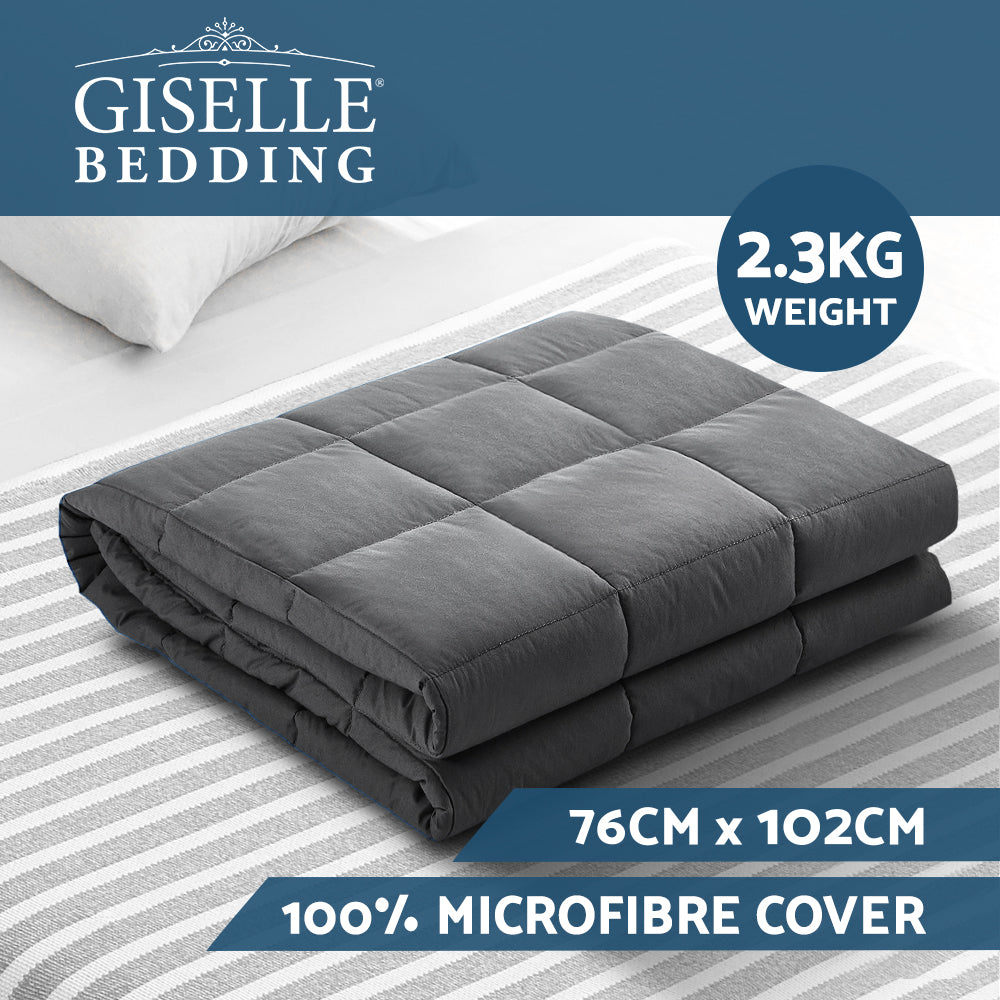 Weighted Blanket Kids 2.3KG Heavy Gravity Blankets Microfibre Cover Comfort Calming Deep Relax Better Sleep Grey-Blankets-PEROZ Accessories